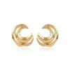 Simple irregular linen alloy earrings retro exaggerated crescent Earrings semi-circular Earrings