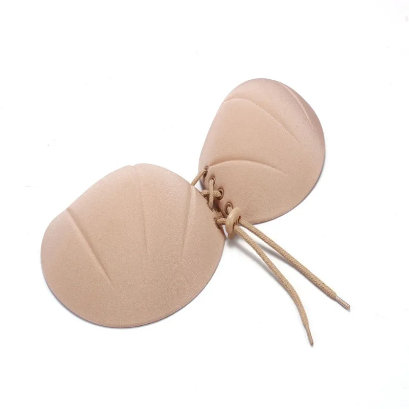 front Pull rope closure silicone invisible backless seamless Shell shape push up bra