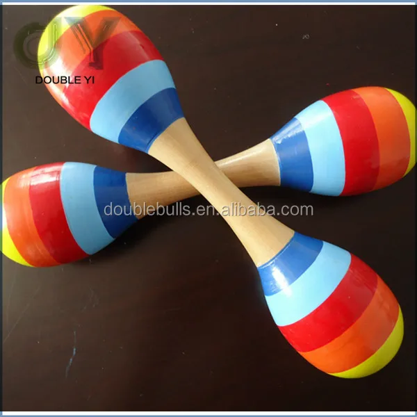 Custom Child Wooden Double Color Maraca / Baby Maracas / Mini Maracas