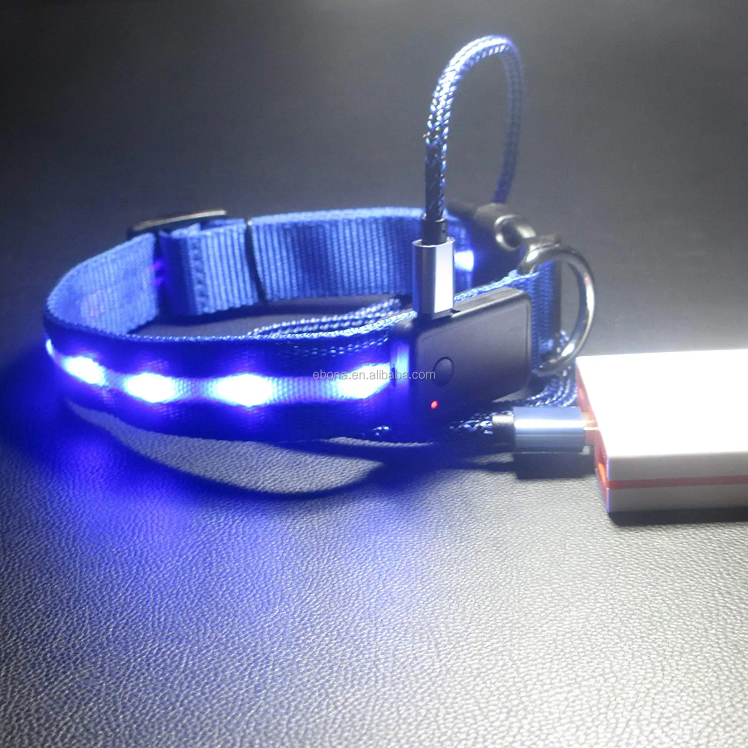 Keep Pet Safe,Best Light Up Rechargeable 2 Strip Led Nylon Dog Leash
