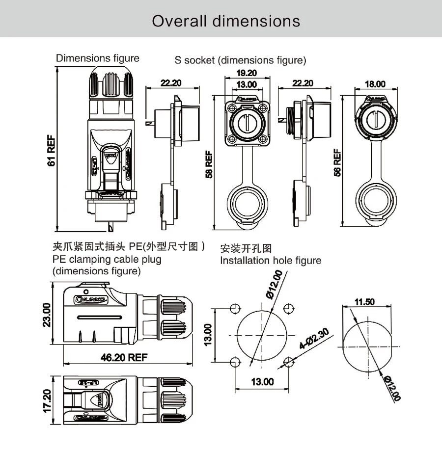 2018 hot selling bulkhead m12 electrical connectors