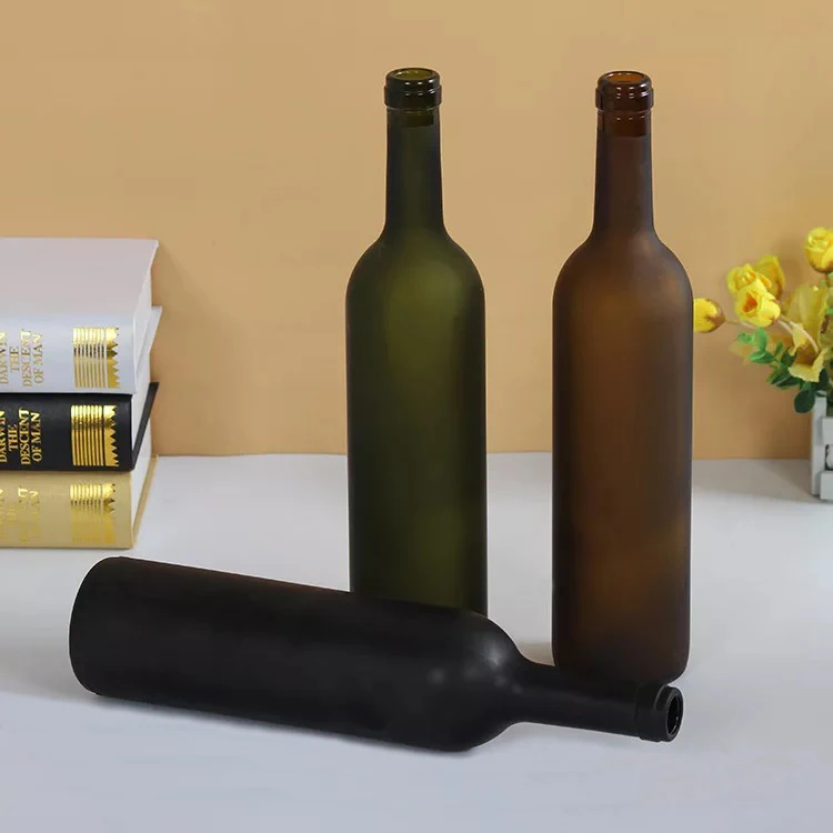 750ml Frosted Bordeaux Shape Glass Wine Bottle - Buy Glass Wine Bottle