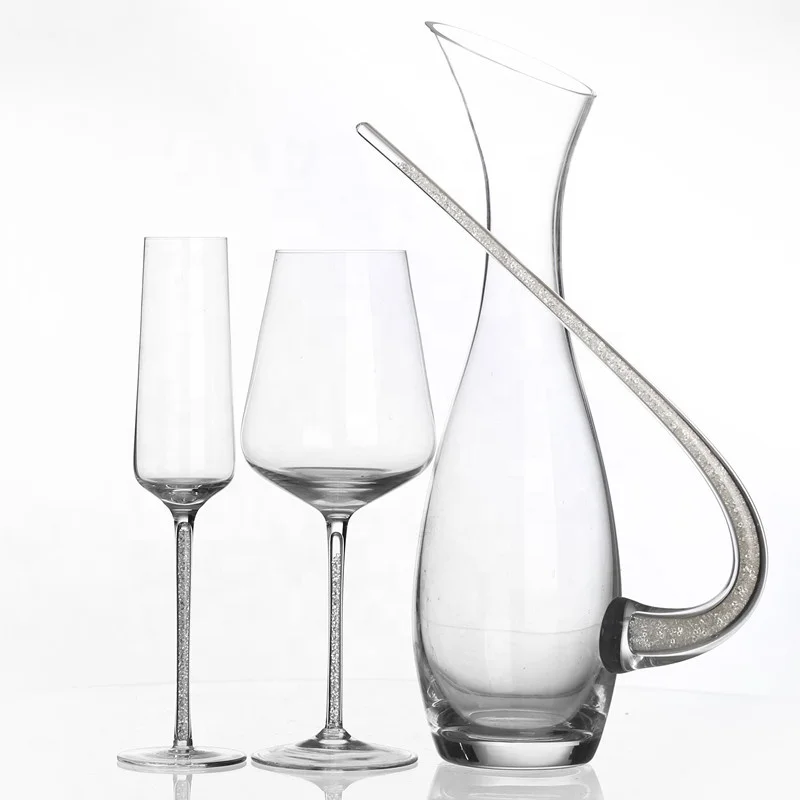 Fancy Hand Made Crystal Red Wine Gles And Decanter With Fancy Hand Made Crystal Red Wine Gles And Decanter With Handle Set
