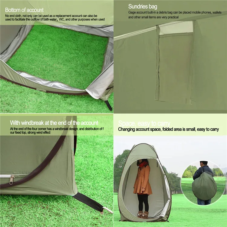 HWGYZ Green outdoor pop up bathroom portable camping toilet tent