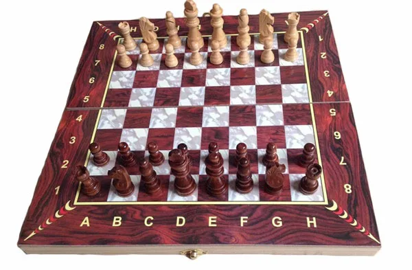 Holz Chinesisches Klappbares Schachspiel Set,Schach Brettspiel für Familie 