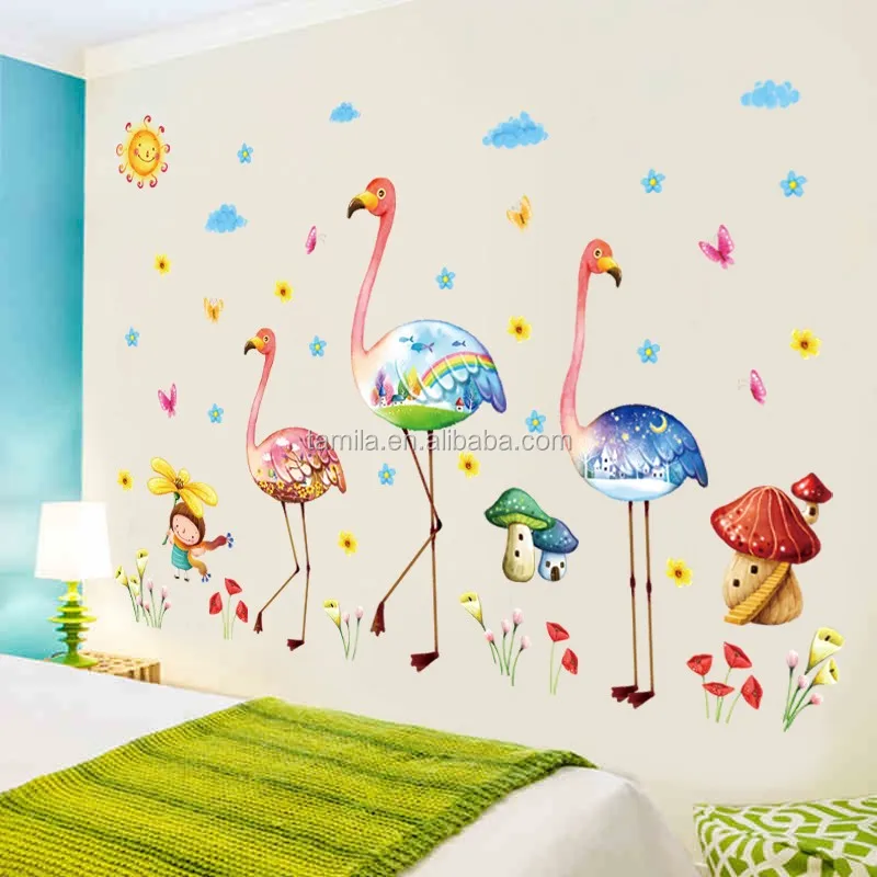 Kustom Removable Desain Sederhana Kartun Cinta Flamingo Hewan