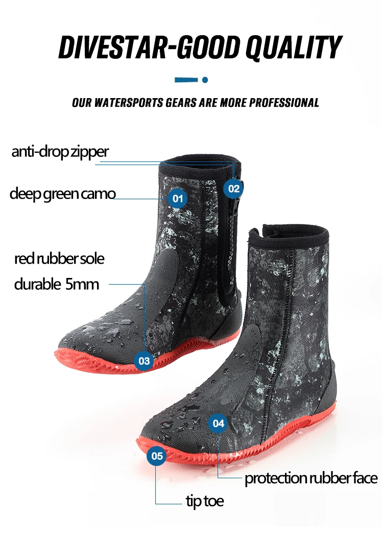 Divestar Durable Waterproof 5mm Neoprene Boots,Custom Neoprene Diving