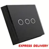 BSEED 240V Touch Switch 3 Gang Touch Switch Wireless with Receiver Black Light Switch Wireless EU UK US AU