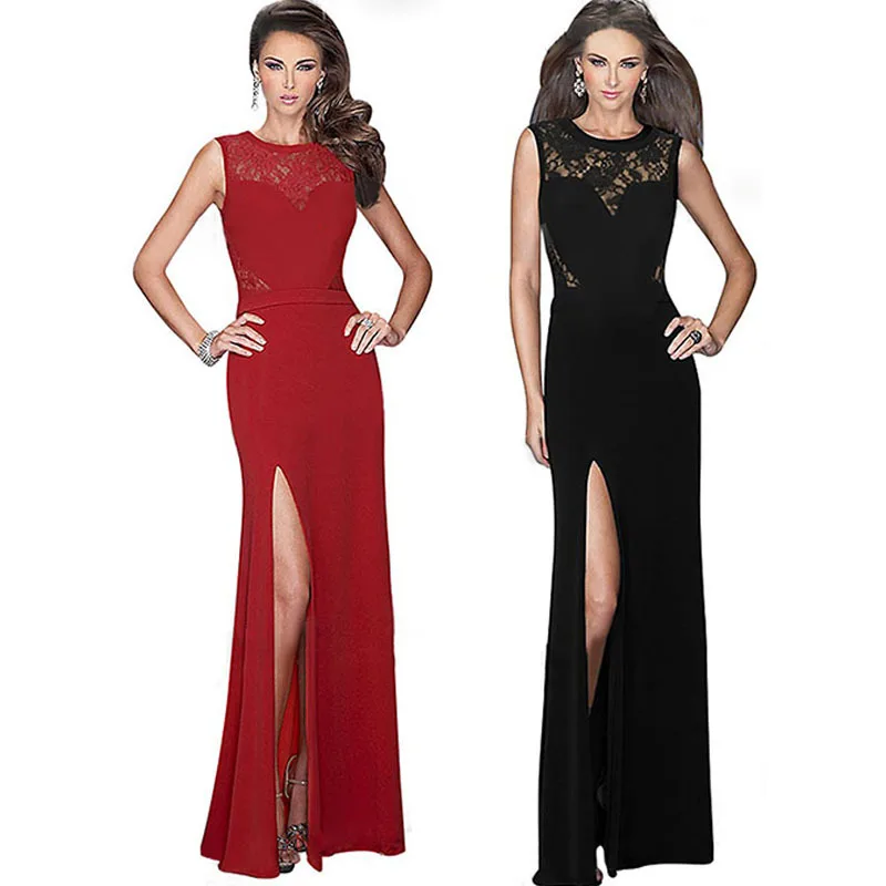 Cheap Long Black Dress With Split Uk, find Long Black Dress With ...