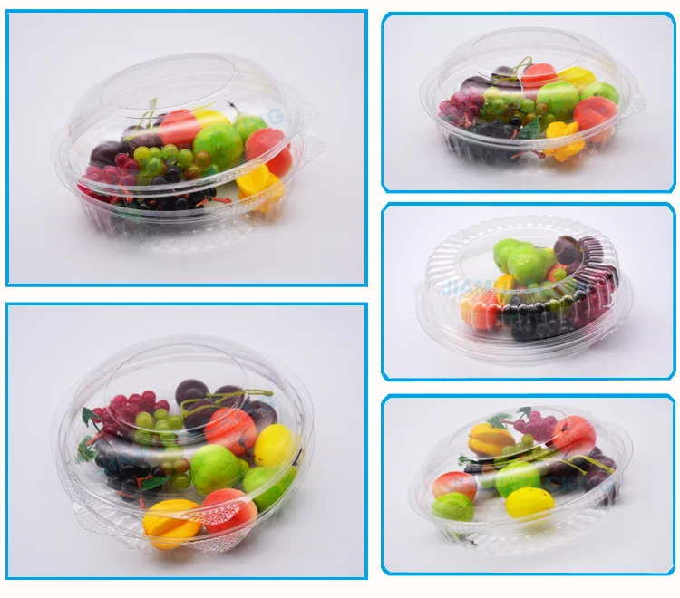 Round Clear Plastic Hinged Lid Fruit Salad Container Buy Plastic