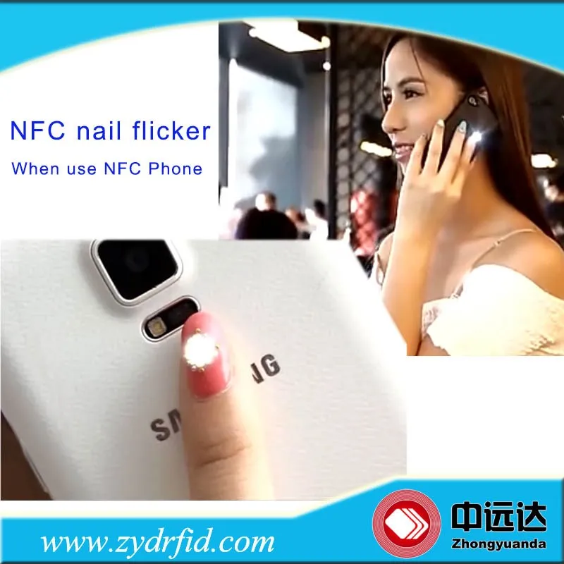 Shining beautiful NFC nail sticker with LED