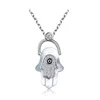 Fashion Hamsa Shell Double Layered Hand Necklace Jewelry