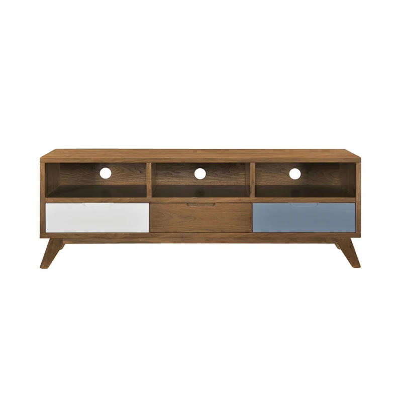walnut wood stain furniture wooden tv cabinet unit