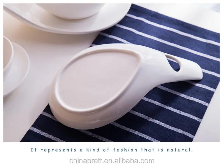 Unique Ceramic Stackable Double Spoon Soup Bowls For Buffet