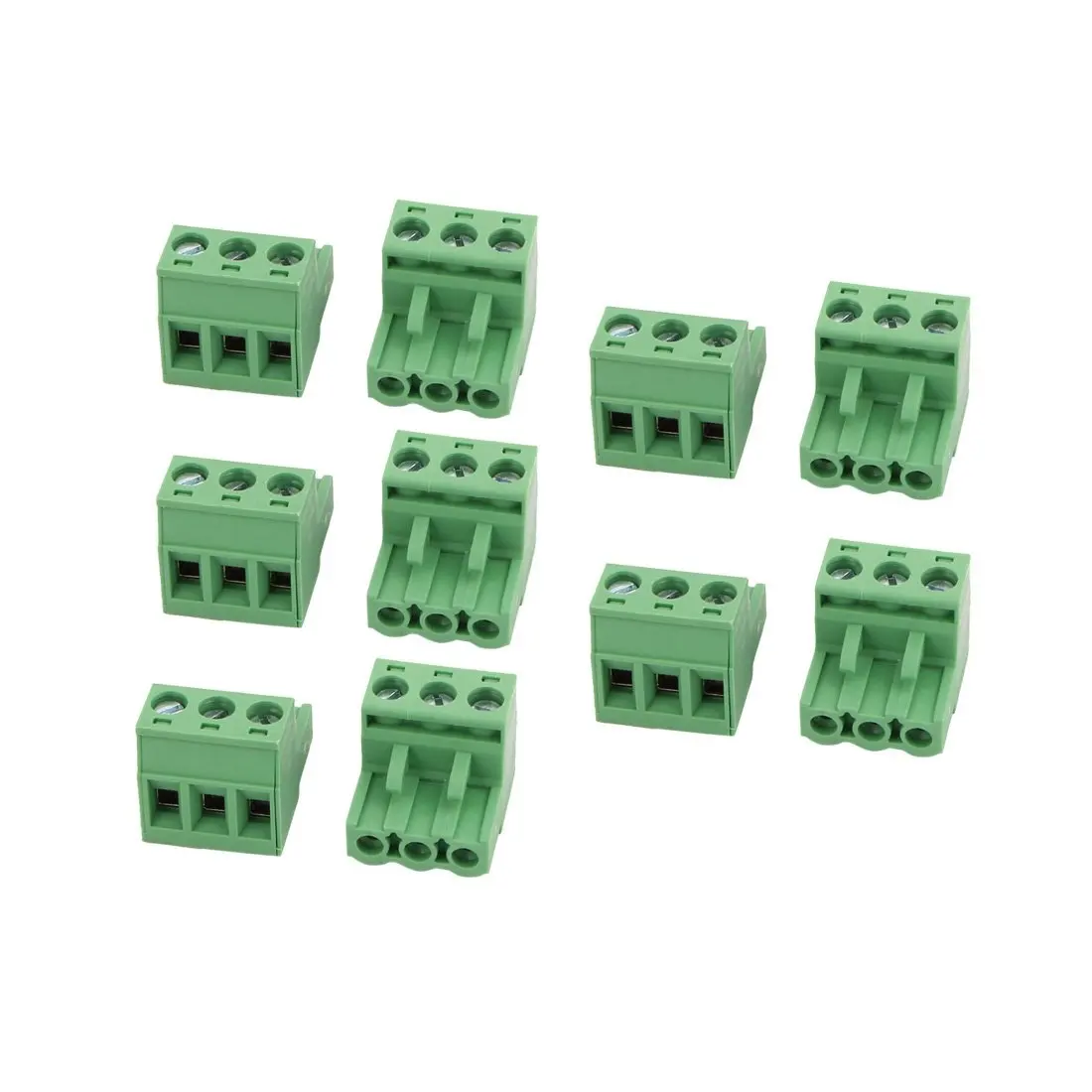 uxcell 10Pcs AC 300V 15A 5.08mm Pitch 3P Terminal Block Wire Connection for PCB Mounting