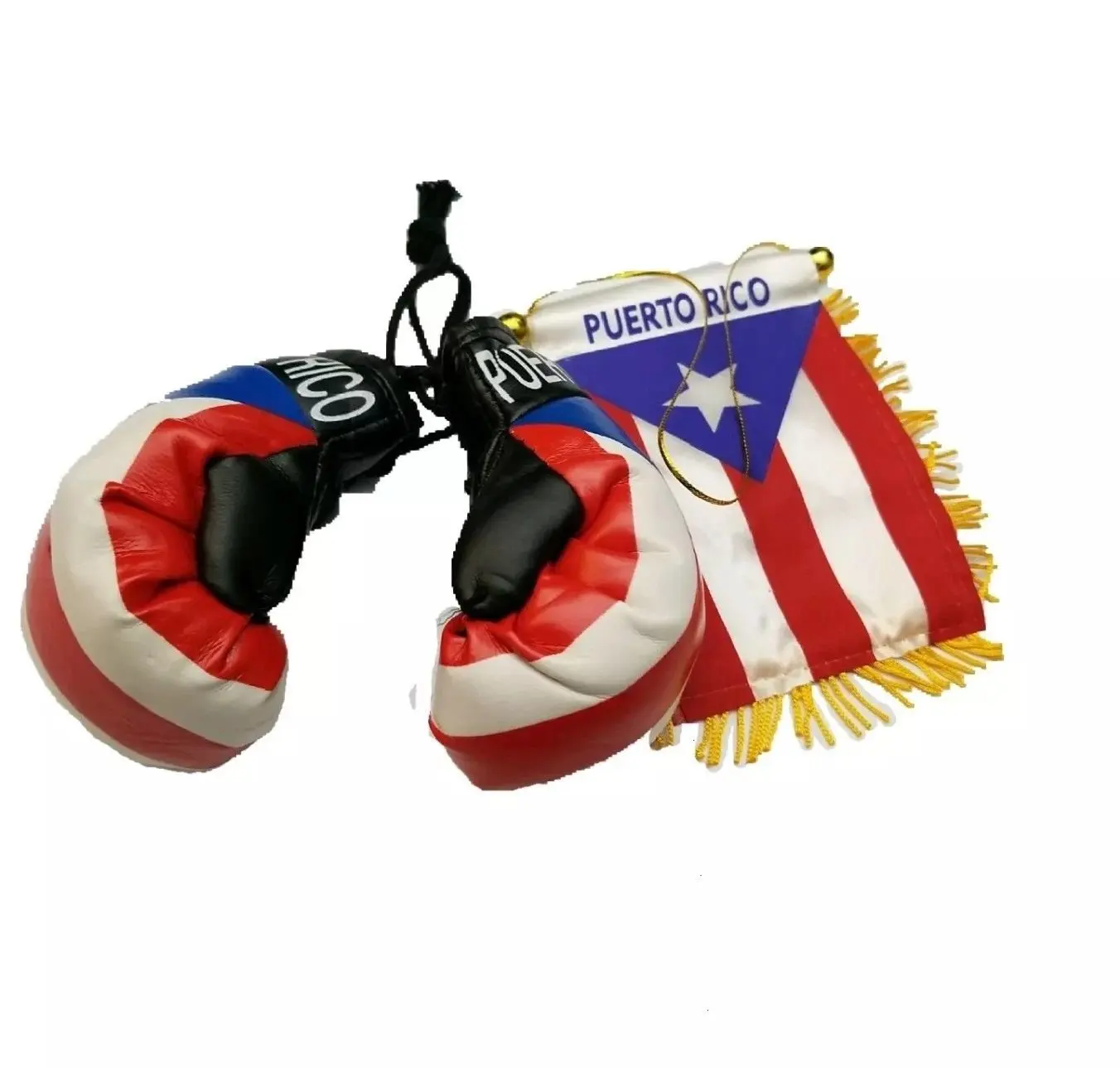 3pcs Haiti Boxing Glove Keychain flag Haitian w// Mirror Boxing Glove Pair Banner