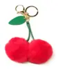 Promotional Faux Fur Ball Cherry Pompom Fluffy Bag Keychain Accessory Keyring AD1483