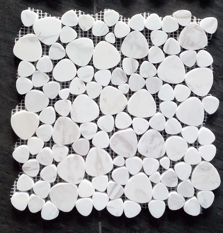 China Heart marble stone random mosaic tile oval pebble design mosaic