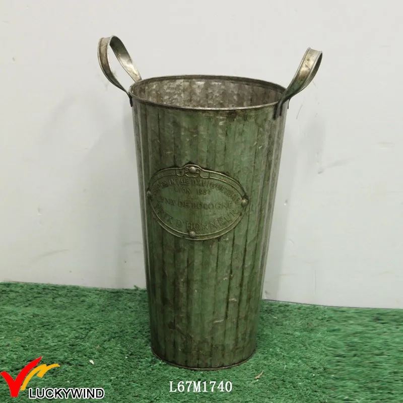 Flower Vase With Handles Rustic Small Metal Metal Zinc Iron Galvanized