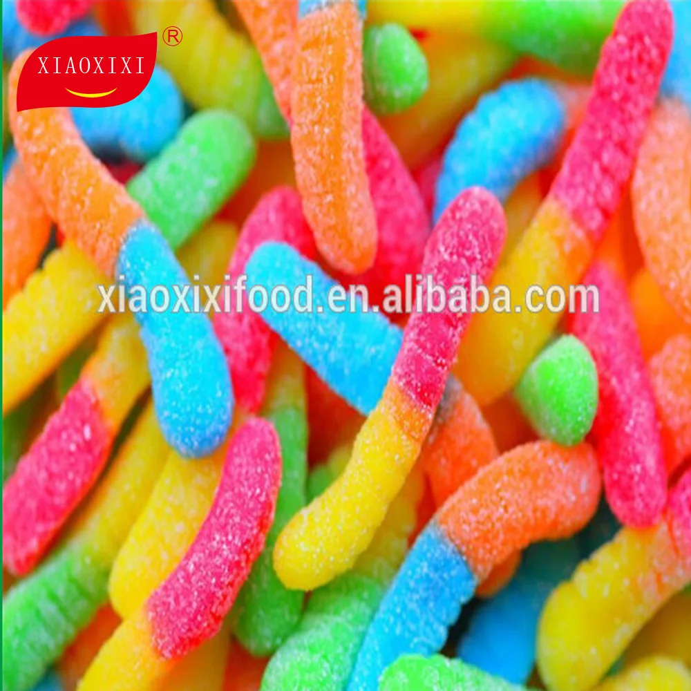 100g Soft Gummy Jelly Candy Worm Shape Halal Candy With Bags Package