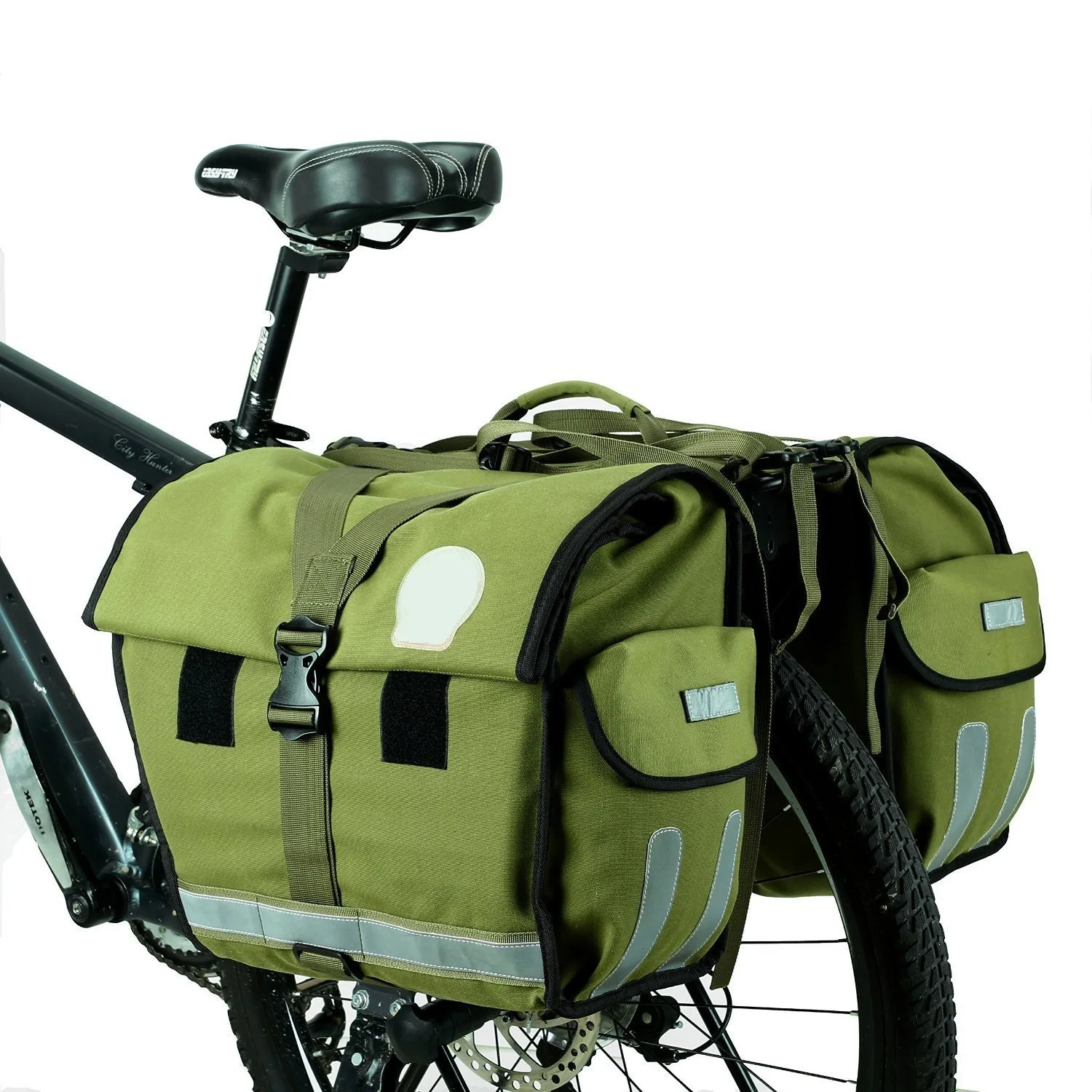 ROSWHEEL Canvas Waterproof Bicycle Pannier Rear Seat Bags Bike Pouch 40 50l Green Cargo Double