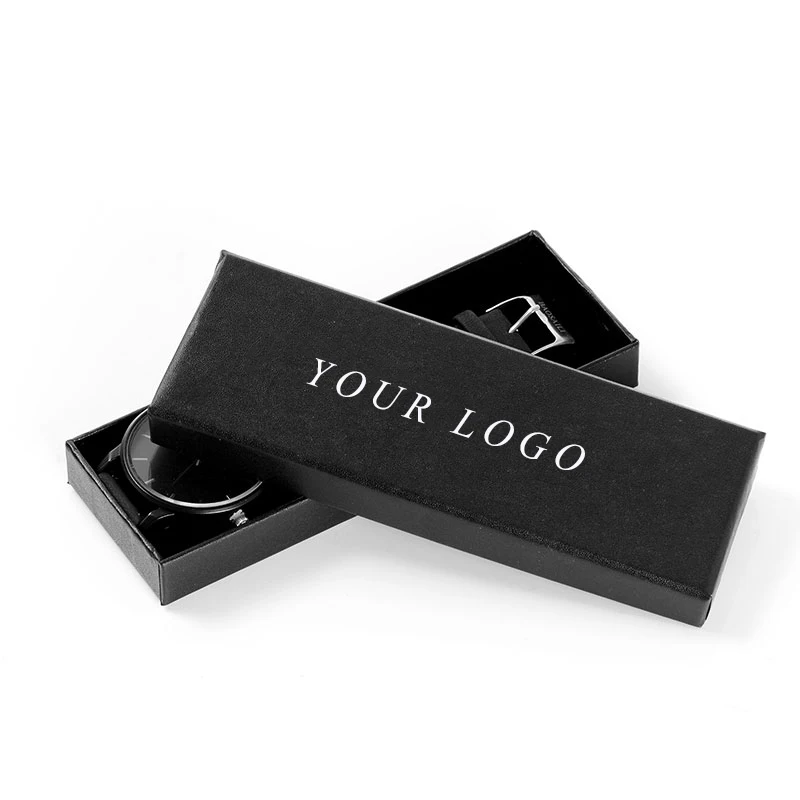 

OEM Paper Watch Box Private Label Slogan Box Gift Rectangle Custom Box Packing Black Case