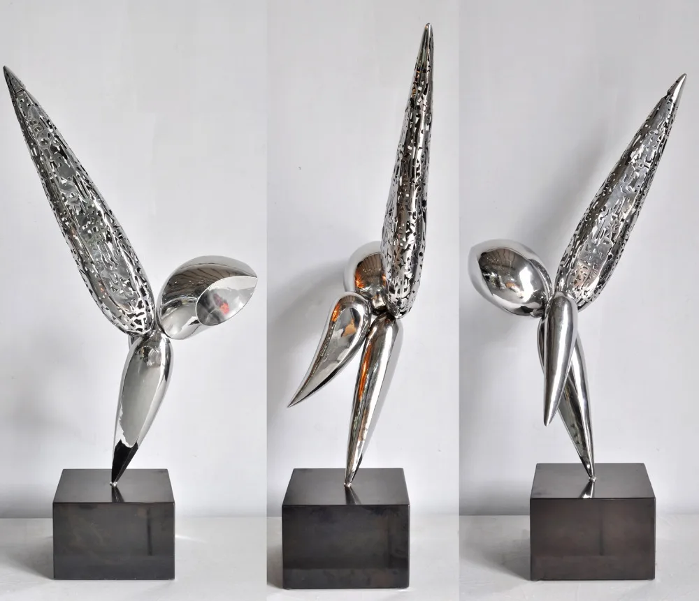 Modern style abstract stainless steel sculpture ,elephant /fish/bird animal sculpture