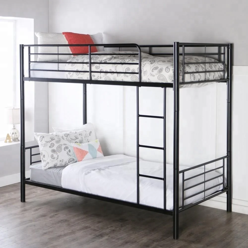 Camas de niños negro adulto de Metal cama doble rollo-nido de almacenamiento de ahorrar espacio Loft cama doble