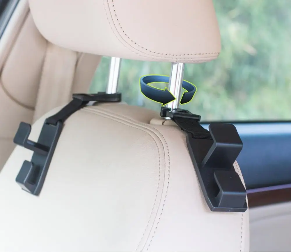 Strong and Durable Car Vehicle Seat back Headrest Hanger Holder Hook for Handbags Purses Coats and Grocery Bags