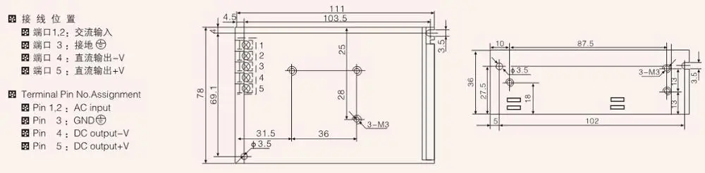 CE ROHS small Volume led driver MS-50-24 50w 24v 2.1A ac dc ms-50 single output mini-size switching power supply