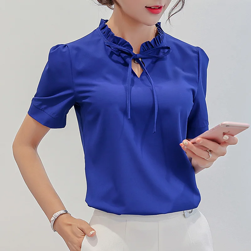 Летние шифоновые блузки с коротким рукавом фото
