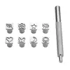 9 in 1 DIY Leather Printing Tools Metal Carving Stamp Kit Leather Craft Punches Leather Working Saddle Making Tools