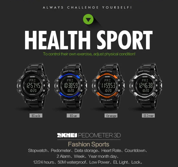 ベストセラーskmeiデジタル時計用男性防水心拍数歩数計腕時計 Buy 心拍数腕時計 歩数計腕時計 デジタル腕時計用男性 Product On Alibaba Com