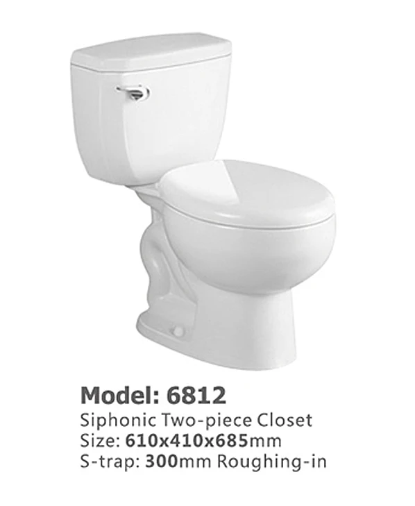 6812 Cheap Price Ceramic Bathroom Economic Two Piece Toilet Bowl For