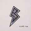 2019 flash lightning shape embroidered rhinestone sticky patches for clothes