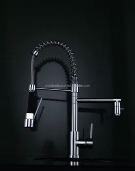 Cheston Pull Out Kitchen Faucet With Two Spouts Handheld Shower