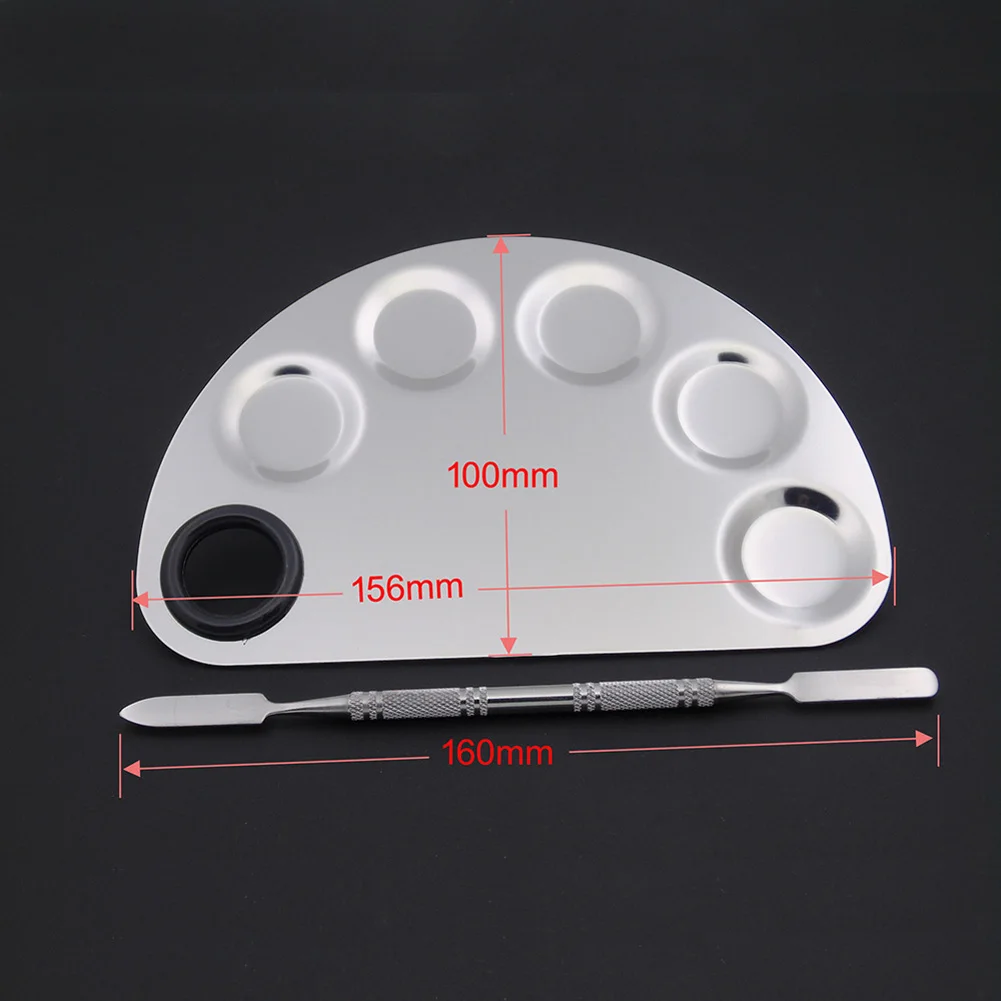 Stainless Steel Makeup Palette Plate Spatula Semi Circle Eyeshadow Nail