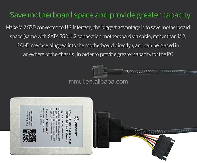 For Motherboard M2 U2 Interface M.2 to U.2 NVME SSD Data Cable Adapter  SFF-8639