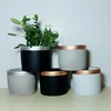 wholesale unglazed black and white gold and silver rim light concrete plant pot flower pots cement