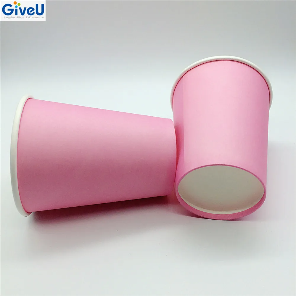 Giveu Hot Drinking Juice 8oz Pink Color Low Price Disposable Paper Cups