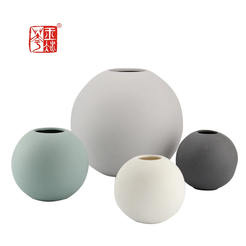 Unique Round Ball Shape Ceramic Flower Vases,Elegant Modern Design