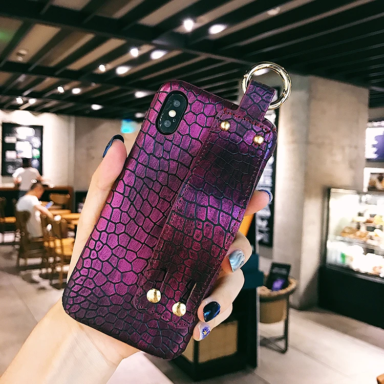 Luxury Ladies Wrist Strap Leather Mobile Back Cover For Iphone Xr