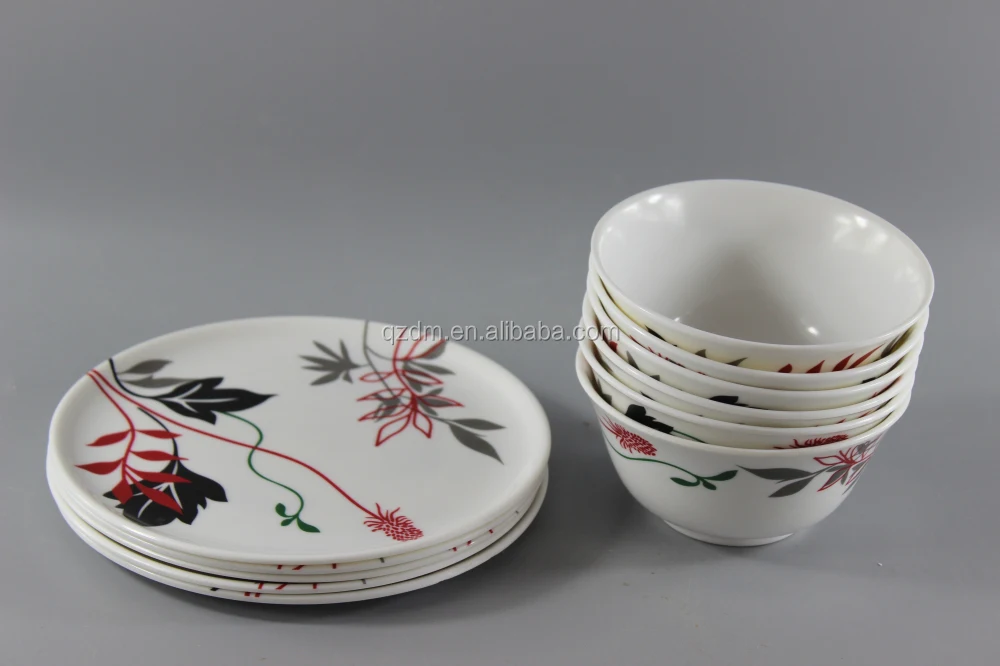 Flower Print Melamine Dinner Plate And Dinner Bowl For India Market