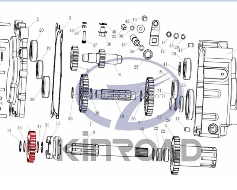 Reverse gear box drive gear for175 250cc go kart Kinroad Sahara Runmaster Dazon Raider BAJA Roketa Sunl