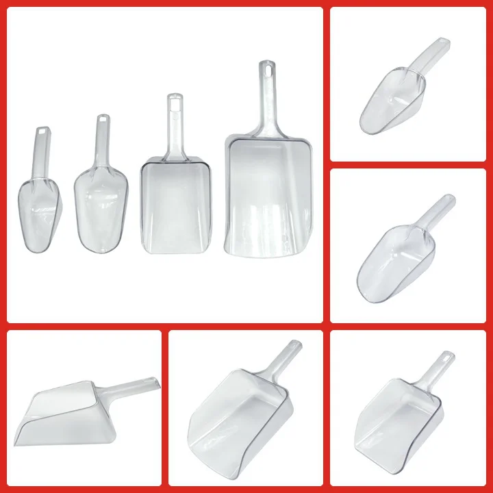 4-Pack 32 Oz Plastic Hand Scoops - Utility Scoop For Ice, Pet Food, Popcorn, Coffee Beans (Red)