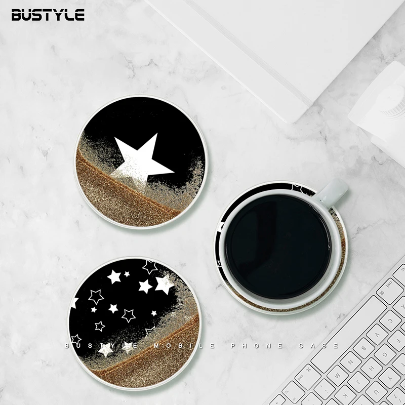 custom design fashion liquid glitter coaster tea coffee beer cup