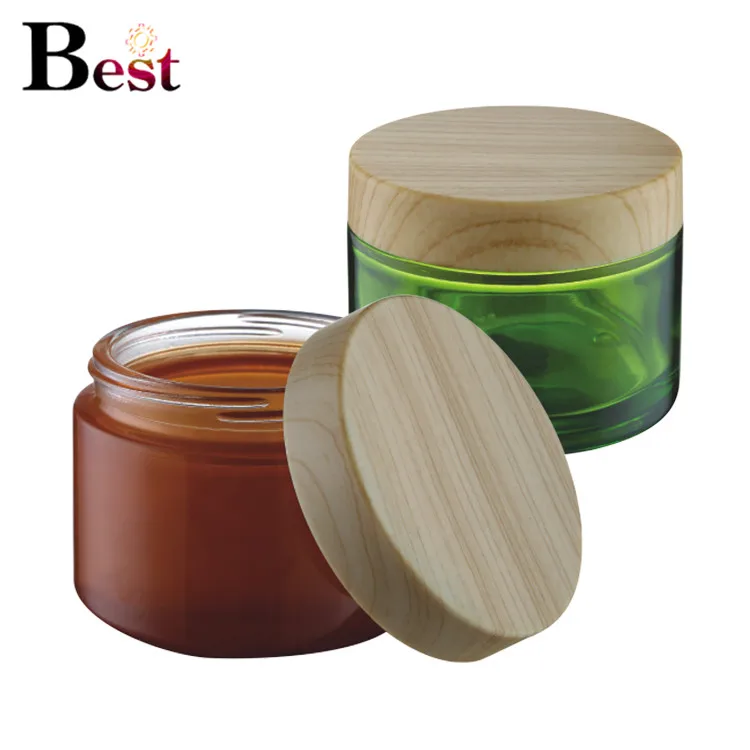 Download 50g 100g Green Glass Cosmetic Jar Customize Color Green Glass Cosmetic Jar With Bamboo Cap - Buy ...