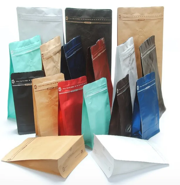 Standup Ziplock Food Grade Custom Printed Heat Seal Foil Empty Coffee Bags With Valve For