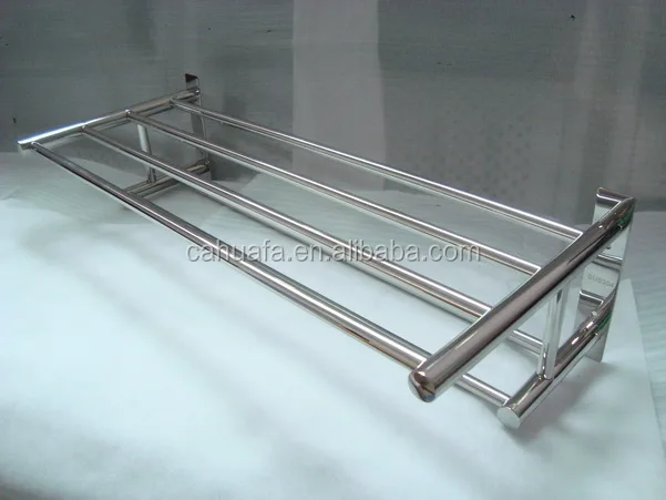 Hotel Bathroom Polished Wall Mounted Double Layer Stainless Steel SUS304 Towel Holder/Towel Rack