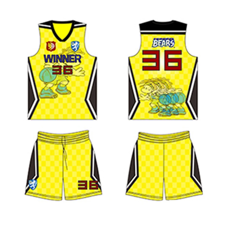 Yellow Color Best Quality Breathable Basketball Jersey Uniform With